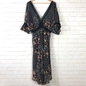 Nasty Gal Polka Dot Floral Midi Dress